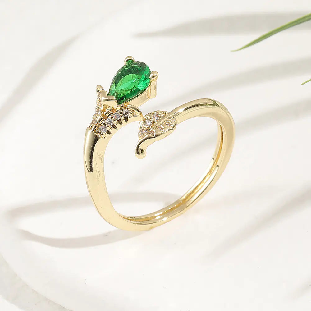 Gold Plated Inlaid Zircon Fashion Ring