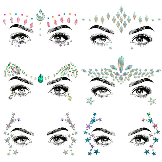 Festival Glitz 6 Pcs Face Jewel Stickers